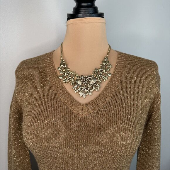 Floral Vintage Art Nouveau Rhinestone Necklace Distressed Adjustable Flowers - Picture 6 of 7